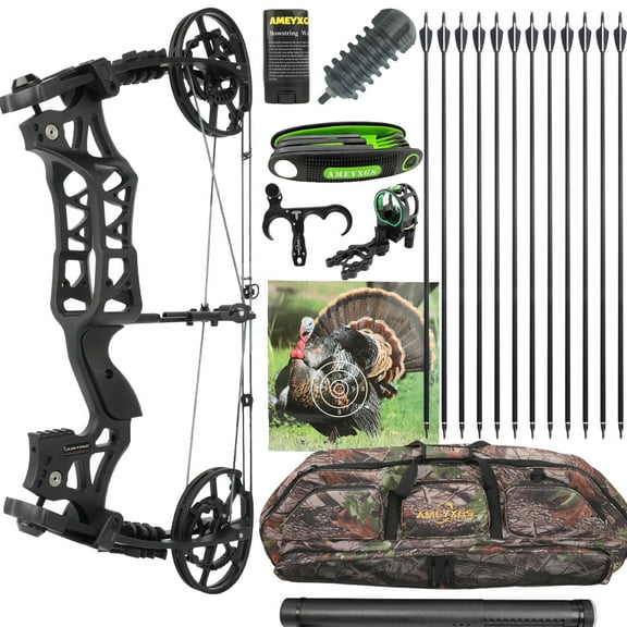 KAIMEI  Compound Bow 14-40lbs Adjustable 26" Axle-to-Axle 220 FPS for Target Shooting & Hunting