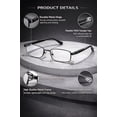 thumbnail image 5 of Slim Rectangular Metal Blue Light Blocking Glasses, Fashion Eyewear, 5 of 8