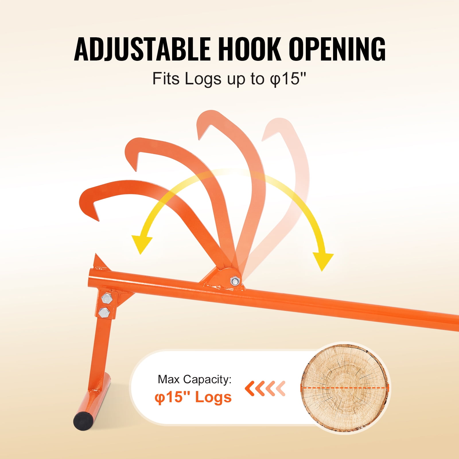 KFFKFF Log Manipulator, 48-inch, Robust Wood Elevator with Metallic Grip, Log Turner with Modifiable Cant Hook, Lumbering Instruments Log Jack for Logs Up to 15" Diameter, Timber Jack for Rolling