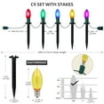 thumbnail image 3 of 2 Pack 45Ft C9 LED Christmas Pathway Lights Outdoor, 30 Multicolor Bulbs Connectable Christmas Walkway Lights with Stakes for Yard Lawn Sidewalk Driveway Christmas Decorations, 3 of 8