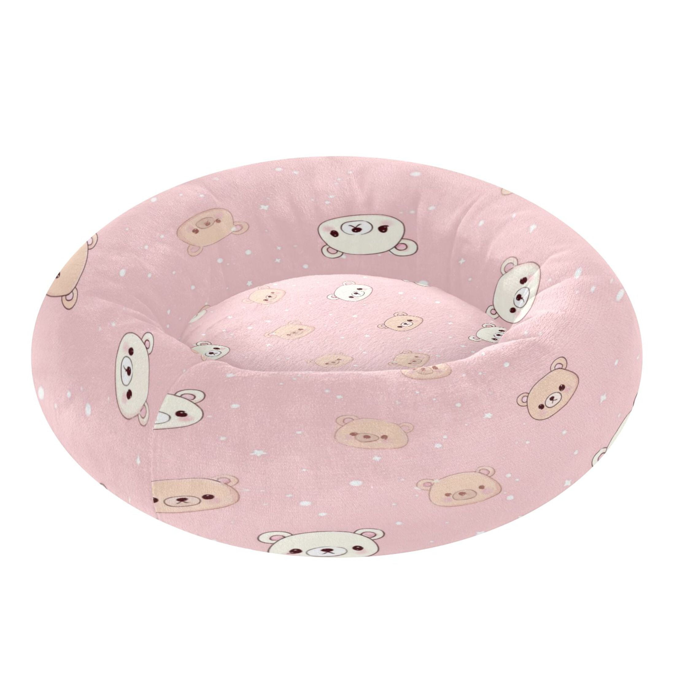 Iauyy Pet Couch Donut Cat Bed for Indoor Cats/Small Dogs Washable & Machine with Non-slip Bottom Calming Cat Furniture, Face Of The Little Bear (M)