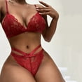 thumbnail image 3 of Gibobby Ropa sexy de mujer para sexo Conjunto Lencería Tanga Y Bralette con Relleno Stretch Encaje Moda Push Up, Brasier y Pantie Nightwear Pantys Sexy(Rojo, G), 3 of 5