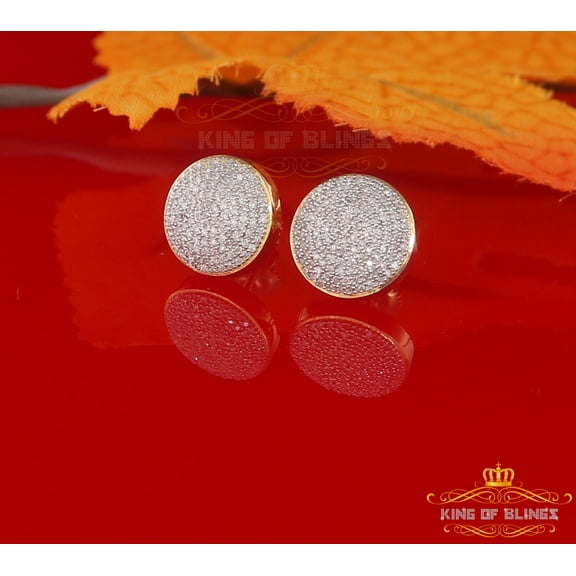 King of Bling's 925 Sterling Silver Yellow Hip Hop 0.66ct Diamond Men's/ Women's Stud Earrings