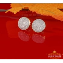 King of Bling's 925 Sterling Silver Yellow Hip Hop 0.66ct Diamond Men's/ Women's Stud Earrings