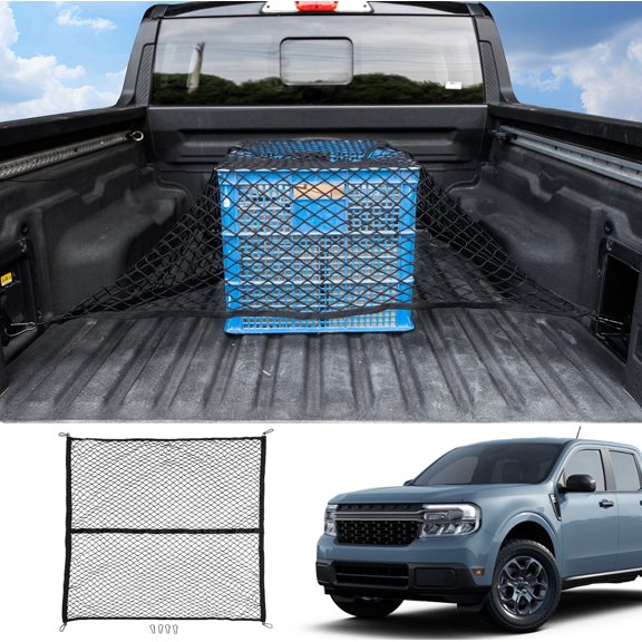 Bomely Nylon Luggage Storage Cargo Net with 8 Hooks, Fits Ford Maverick 22-26 & F-150 21-26, 1PCS