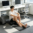 thumbnail image 3 of Exercise Mat Thick Anti‑Slip Foam Workout Pad, Sweat‑Resistant Portable Fitness Mat for Floor Stretching & Body Training (Black), 3 of 4