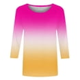 thumbnail image 2 of Hauts à Manches 3/4 pour Femmes Mode T-Shirt Imprimé Mi-Longueur Blouse Col Rond Hauts Décontractés T-Shirts pour Femmes Mode T-Shirts à Manches 3/4 pour Femmes, 2 of 5