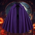 thumbnail image 2 of Rggeeun Adults Hooded Cape Solid Color Collar Pleated Hem Front Tie Closure for Halloween Daily Wear Leisure Capes,Purple,One Size, 2 of 4