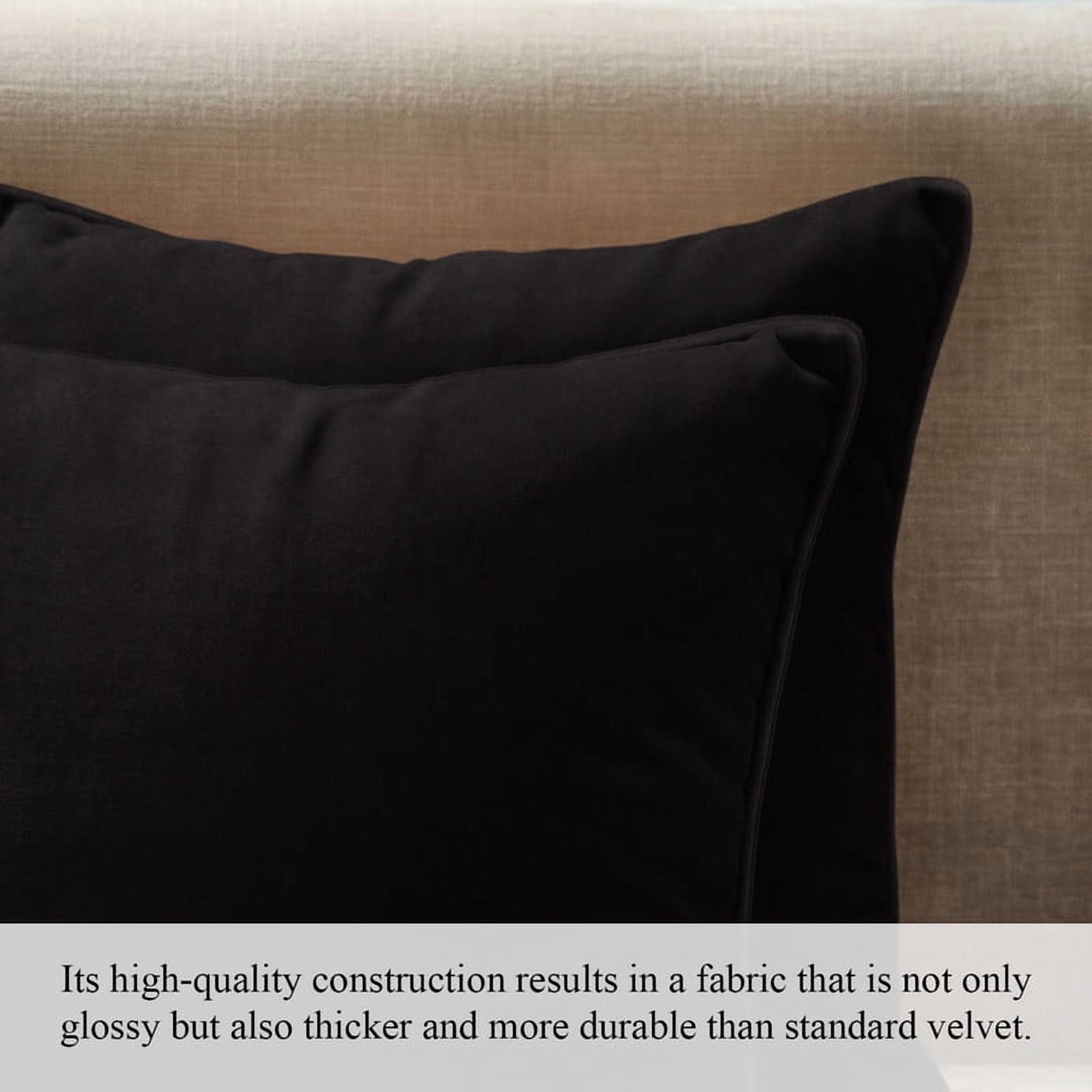 A1HC Set of 2 Luxurious Soft Velvet Throw Pillow Covers Only, 18"x18", Black, Decorative Cushion Covers with Hidden YKK Zipper for Sofa or Bed
