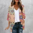 thumbnail image 1 of UPPADA Cardigan à Manches 3/4 pour Femmes, Léger, Chic, à Imprimé Floral, Ouvert à l'Avant, par-Dessus de Plage, Décontracté, Fluide, Mignon, Chemises, Blanc, TG, 1 of 5
