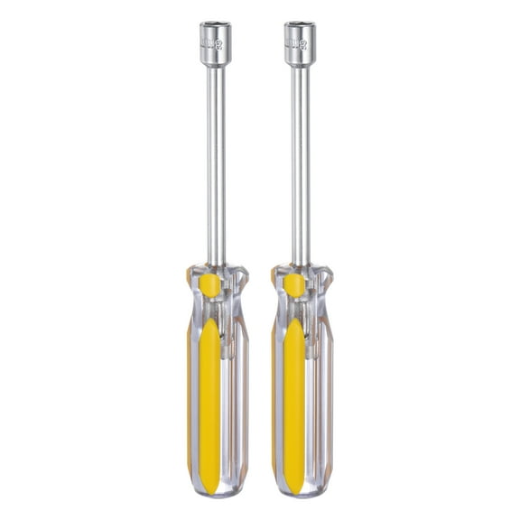 Uxcell 2pcs Metric Nut Driver 8mm CR-V Non-Magnetic Tip Hollow Shafts Hex Socket Screwdriver with Anti-Slip Handle
