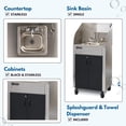 thumbnail image 5 of Ozark River Manufacturing Elite PRO1, Black Doors-Black Edges-Splashguard, NSF Certified Food Service Portable Sink Hand Wash Station, 110V, 5 of 9