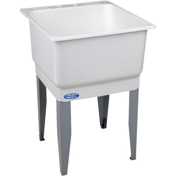 Mustee 14 Utilatub Laundry Tub Floor Mount, 25-Inch x 23-Inch, White