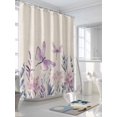 thumbnail image 3 of Shower Curtains Flowers Leaf Bath Curtain Purple Dragonfly Waterproof Bathroom Shower Curtain Set with Hooks Decoration 72 x 84 Inches, 3 of 7