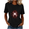 thumbnail image 2 of Dolkfu Tops for Women Trendy Short Sleeve Halloween Black Crew Neck T-Shirts Graphic Prints Relaxed Fit Refined Animal Tops Black,L, 2 of 6