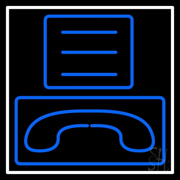 Fax Logo With Border LED Neon Sign 16 x 16 - inches, Clear Edge Cut Acrylic Backing, with Dimmer - Bright and Premium built indoor LED Neon Sign for Computer & Electronics store decor.