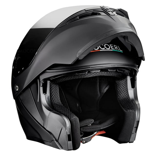 Casco Integral Abatible para Motocicleta MOCOERL Mate Negro Certificado Dot Doble Visera para Hombre