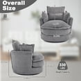 thumbnail image 4 of Ktaxon Swivel Corduroy Round Chair, 360-Degree Rotation Accent Chair, Double Layer Cushion Sofa with Lumbar Pillow, Ideal for Home Office Gray, 4 of 6