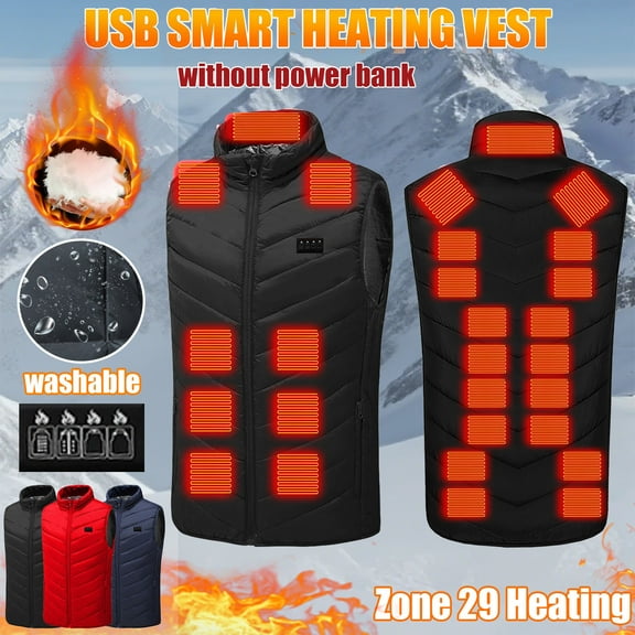 Hueook Womens Heated Vest Plus Size Heated Coat for Men and Women 29 Heating Heated Jacket Winter Heating Coat Red S