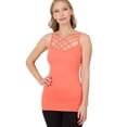 thumbnail image 3 of PacificPlex Womens Lattice Seamless Criss-Cross Cami Top, L/XL, Deep-Coral, 3 of 3