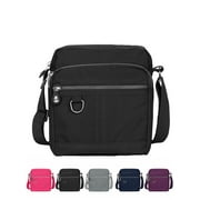 Luxtrada Casual Nylon Purse Handbag Crossbody Bag Waterproof Shoulder Bag with Zipper Pockets for Women (Black)