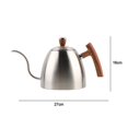 thumbnail image 3 of 1500ML Coffee Pour-over Kettle Gooseneck Stainless Steel Tea Pot Wood Handle Silver, 3 of 9