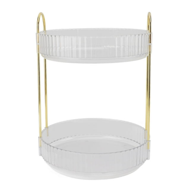 2-Tier Makeup Organizer, 360 Degree Rotation, Space Saving, for Bedroom, Bathroom, Kitchen, White