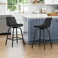 thumbnail image 5 of LUE BONA 360° Swivel Bar Stools Set of 2, 26 Inch Counter Height Bar Stools, Modern Faux Leather with Enlarged Seats, Metal Legs for Kitchen Island, Dining, Black, 5 of 7