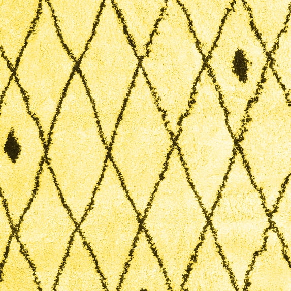 Ahgly Company Indoor Square Solid Yellow Modern Area Rugs, 7' Square