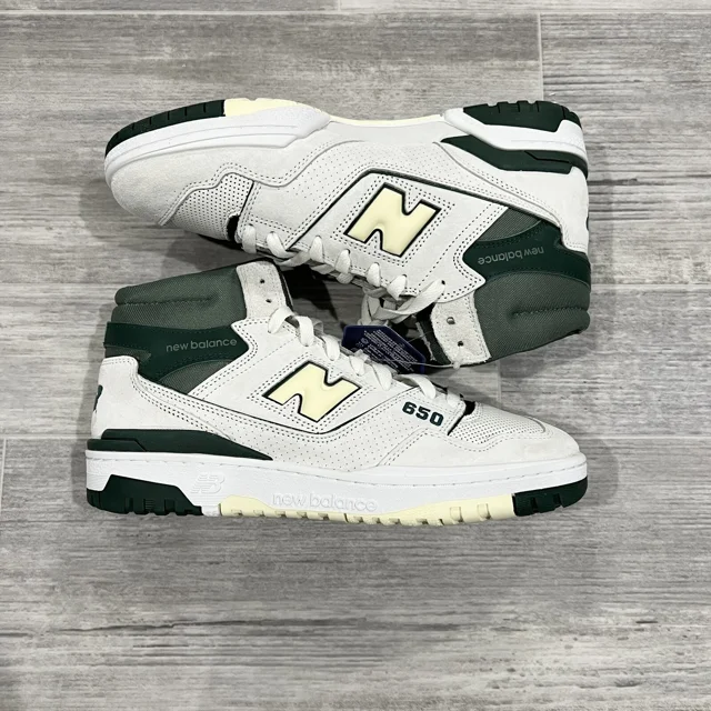 New Balance 650R Men Athletic Shoes White Green BB650RVG Sneaker Size 10