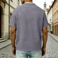 thumbnail image 6 of BVnarty Men's Button Placket Stand Collar Short Sleeve Shirt, Retro Relaxed‑Fit Summer Casual Tops Gray S, 6 of 8
