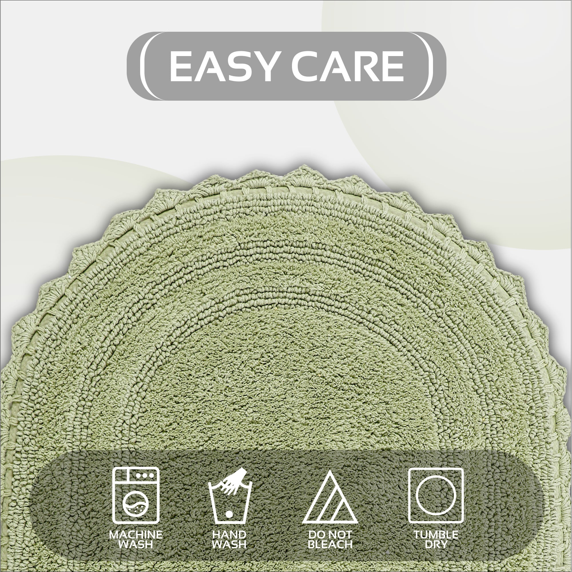 Better Trends 20" x 32" Oval Shape Bath Mat 100% Cotton Bathroom Rug Water Absorbent Bath Rug Machine Washable (Sage) Lilly Crochet Collection