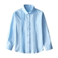 thumbnail image 3 of WUANDIXFA Girls Dressy Tops 1-16 Years Boys Long Sleeve Button Down Shirt Summer Collared Dress Shirts School for Kids,Blue,7-8 Years, 3 of 6