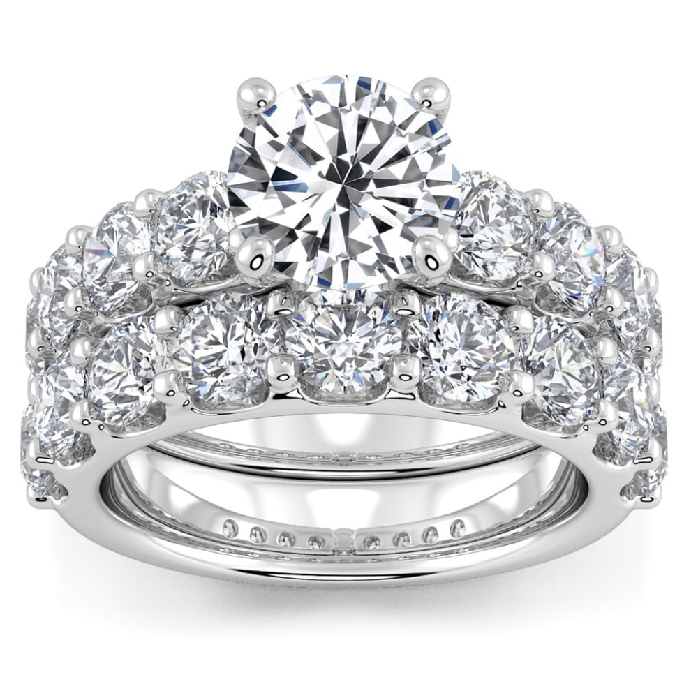 Pompeii Certified 6ct Diamond Engagement Wedding Ring Set 14K White Gold Lab Grown