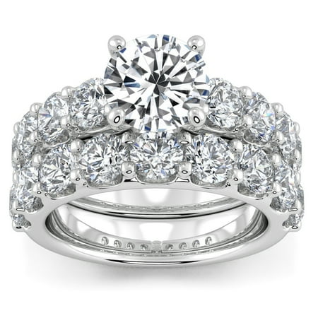 Pompeii Certified 6ct Diamond Engagement Wedding Ring Set 14K White Gold Lab Grown