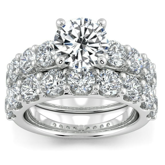 Pompeii Certified 6ct Diamond Engagement Wedding Ring Set 14K White Gold Lab Grown