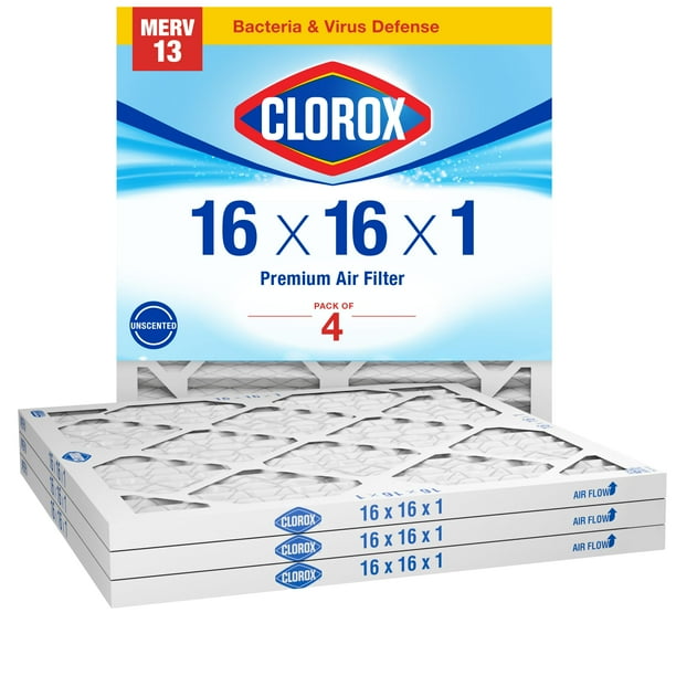 Filtro de horno Clorox 16x16x1 MERV 13 plisado, paquete 4