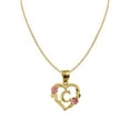 thumbnail image 1 of Precious Stars 14K Two-Tone Gold Flower and Heart-shaped Initial 'C' Pendant with 20" Chain Necklace, 1 of 5