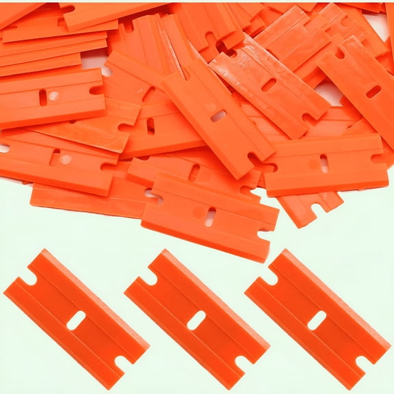 FACEGA 100pcs Plastic Razor Blades,Replacement Scraper Blades for Decals,Labels,Stickers Removal