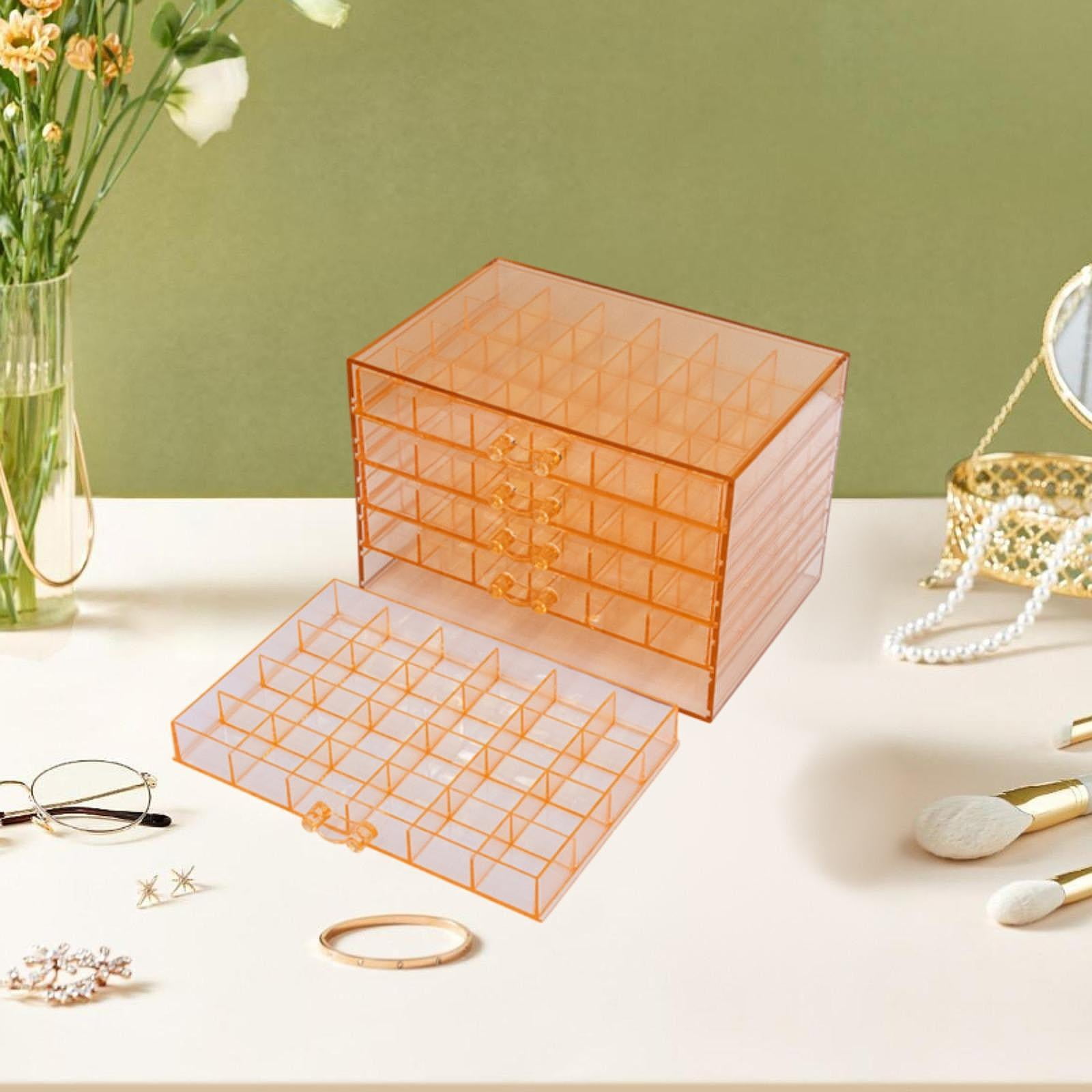 Milageto Nail Arts Storage Box 120 Jewelry Organizer for Earring Beads Glitters Orange