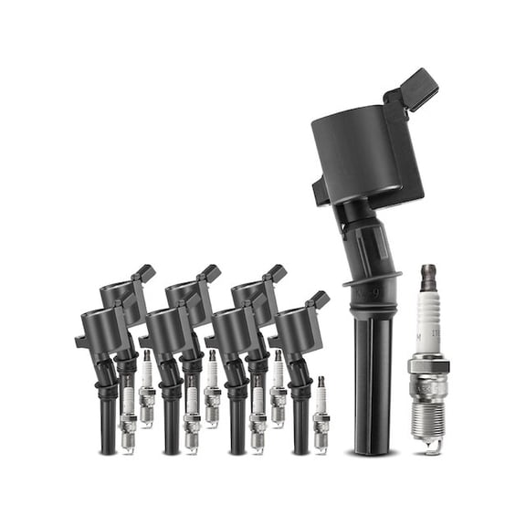 Ignition Coil Set with Spark Plugs 8 - Compatible with 2000 - 2004 Ford F-250 Super Duty 6.8L V10 2001 2002 2003