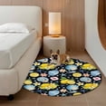 thumbnail image 3 of Summer Beach Round Living Room Rugs 3.3 ft, Ocean Starfish Shell Coastal Conch Lemon Flowers Black Washable Area Rug with Non-Slip Sturdy Edge Binding Round Front Door Mat Floor Carpet for Entryway, 3 of 9