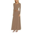 thumbnail image 3 of Sweet Hearts 2 Piece Sets for Women- Casual Modal Solid Maxi Skirt Long Sleeve Crop Tops Womens 2 Piece Outfits Fall Made in USA (Khaki, Small), 3 of 7