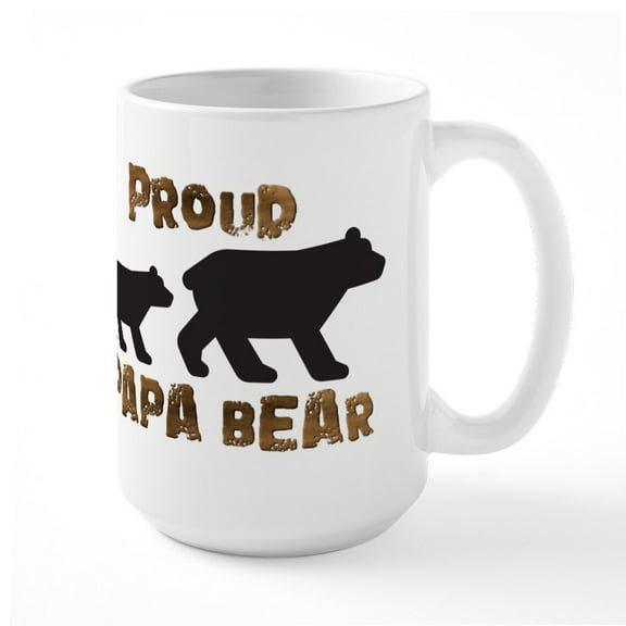 CafePress - Proud Papa Bear Mugs - 15 oz Ceramic Large White Novelty Mug