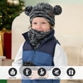thumbnail image 5 of FZ FANTASTIC ZONE Kids Toddler Infants Winter Hats Scarfs Gloves Set Pompom Beanie Caps Mittens Neck Warmer with Fleece for 0 6 12 18 Months 1 2 3 4 Years Old Baby Girls Boys Gifts, Blackwhite, 5 of 6