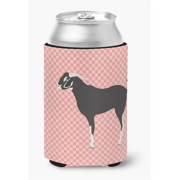Black Bengal Goat Pink Check Can or Bottle Hugger