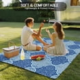 thumbnail image 4 of Blue Geometric Outdoor Rug for Patio/Deck/Porch, Non-Slip Large Area Rug 5 x 8 Ft, Retro Morocco Abstract Art Indoor Outdoor Rugs Washable Area Rugs, Reversible Camping Rug Carpet Runner, 4 of 8