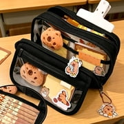 Cute Capybara Pencil Case Capybara College Supplies Large Capacity Wide Opening Mouth Pencil Pouch with Cute Pins Sticker Pendant Cute Stationery