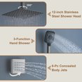 thumbnail image 5 of Boyel Living Rain Mixer Shower Faucet Set Ceiling Mount 12'' Rainfall 3 Function Thermostatic Shower System with 6 Body Jets,Brushed Nickel, 5 of 8