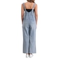 thumbnail image 3 of INSPIRAR CHIC Mono de mezclilla casual para mujer con tirantes ajustables, pantalones de pierna ancha, overoles L azul claro, 3 of 6